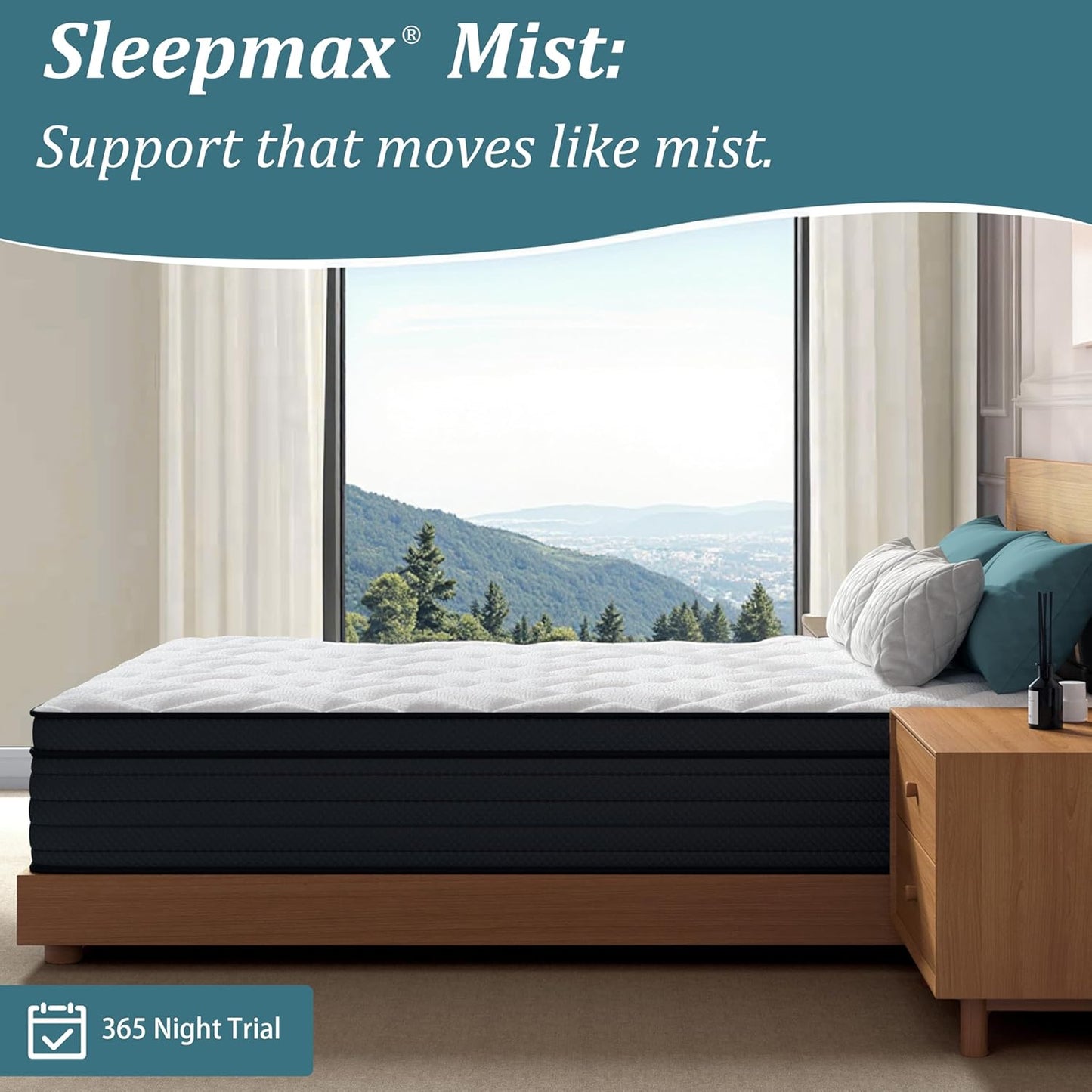 Sleepmax Queen Mattress - 12 Inch Extra Firm Hybrid for Deep Sleep & Pressure Relief | Cooling Bed in a Box, CertiPUR-US Certified, 365-Night Trial