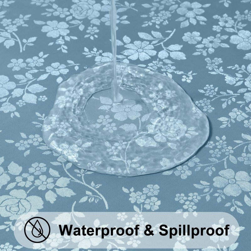 Smiry Round Table Cloth, Waterproof Heavy Duty Vinyl Tablecloths, Wipeable Washable Table Cover for Kitchen and Dining Room (Stone Blue, 60" Round)
