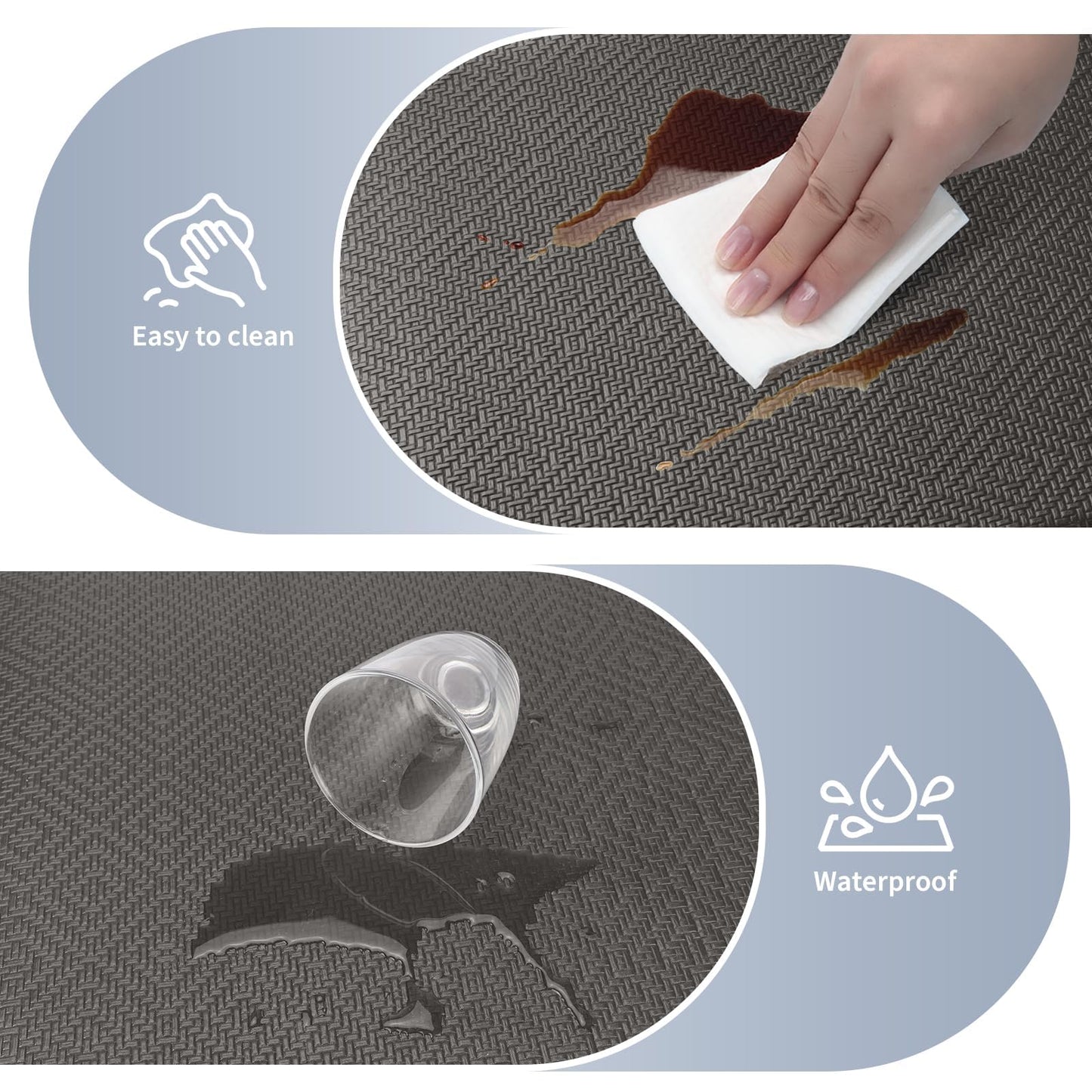 Mattitude Kitchen Mat 2PCS Kitchen Rugs Cushioned Anti-Fatigue Rug Waterproof Standing Desk Mat Kitchen Mats for Floor Kitchen Rug Set for Kitchen, Sink, Office 17.3"×30"+17.3"×59" Dark Grey