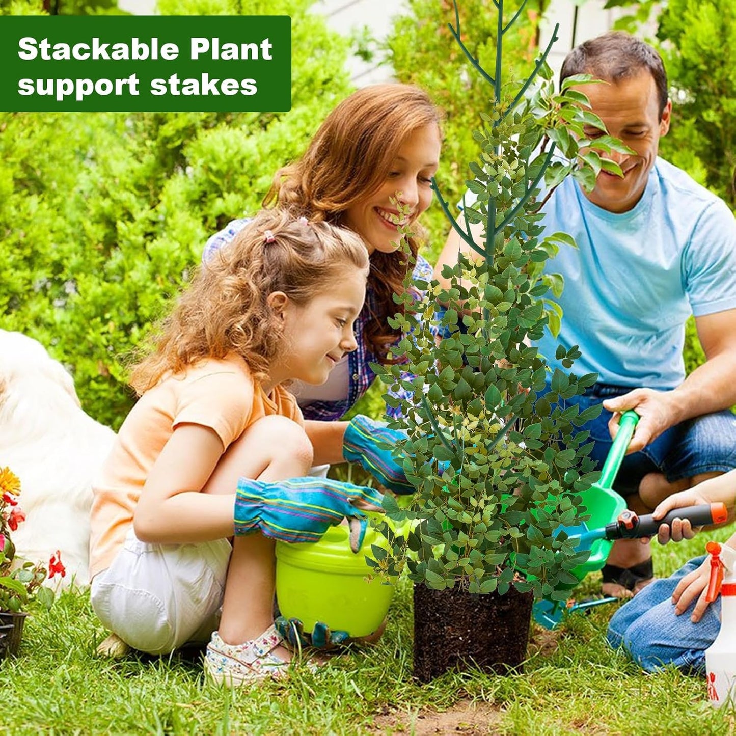 PERSZEN 15 Pack Plant Support Stakes - Stackable Trellis for Indoor/Outdoor Climbing Plants