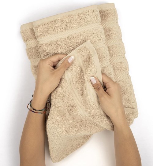 American Soft Linen Luxury Towel Set - 6-Piece 100% Cotton Turkish Towels | 600 GSM, Beige