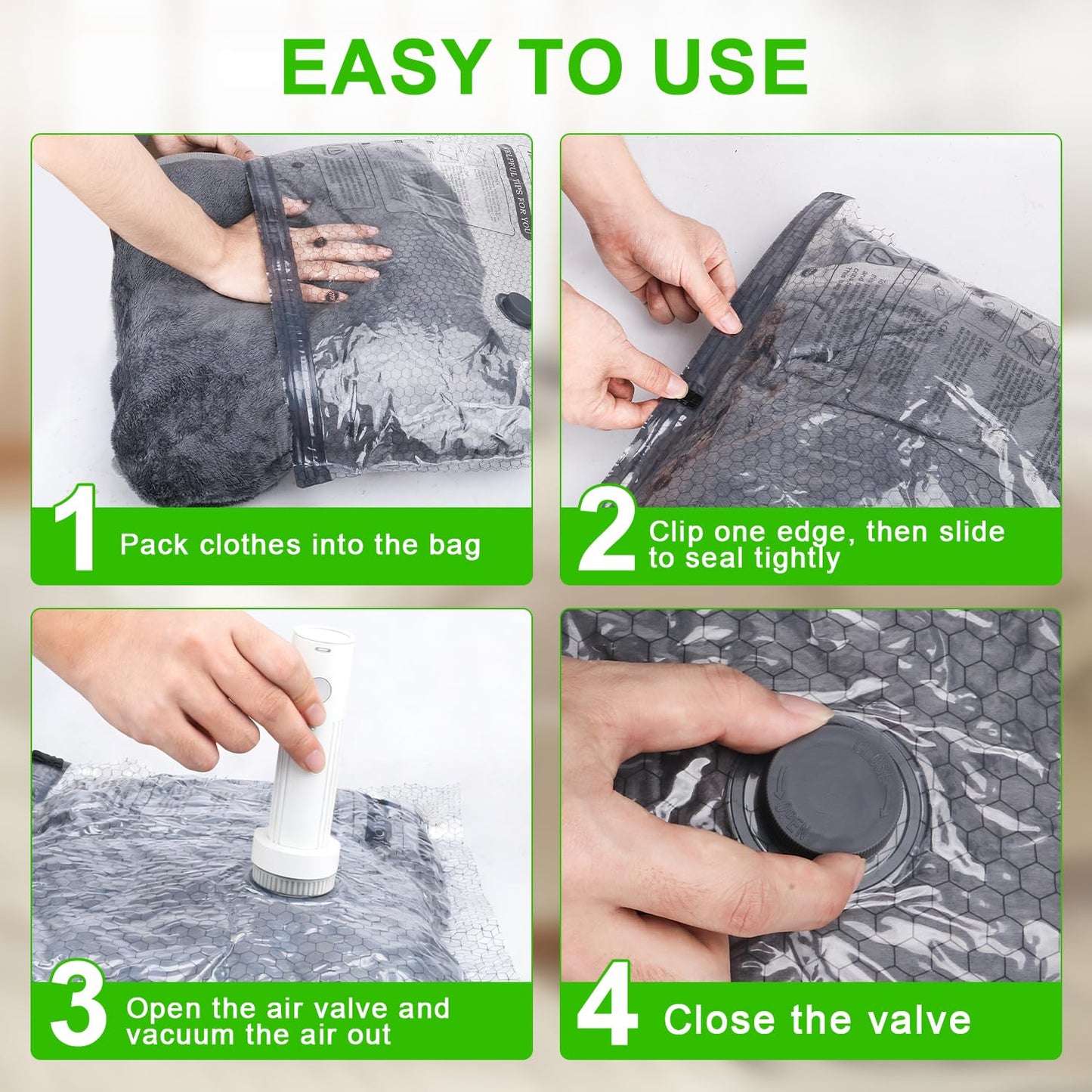 Aaronbird Vacuum Seal Bags for Clothing with Wireless Electric Pump - Travel & Home Use, 15 Pack Ideal Space Saver Vacuum Storage Bags, Ultimate Travel Vacuum Bags for Luggage