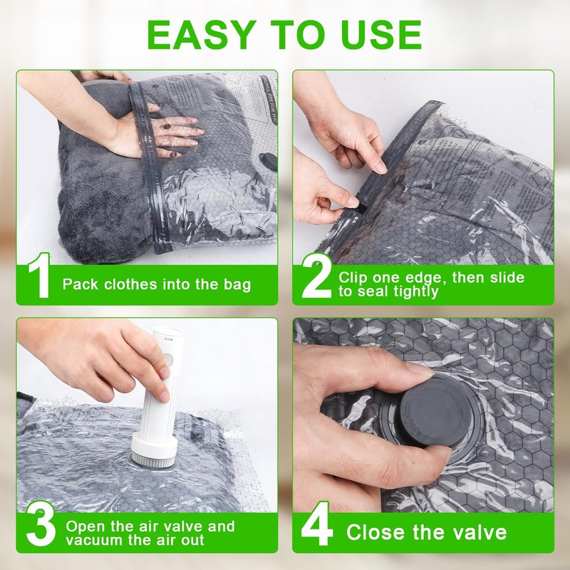 Aaronbird Vacuum Seal Bags for Clothing with Wireless Electric Pump - Travel & Home Use, 15 Pack Ideal Space Saver Vacuum Storage Bags, Ultimate Travel Vacuum Bags for Luggage