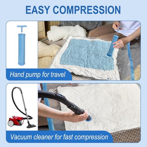 Fygrip Vacuum Storage Bags - 80% Space Saver with Hand Pump | Jumbo Size for Clothing, Travel & Comforters