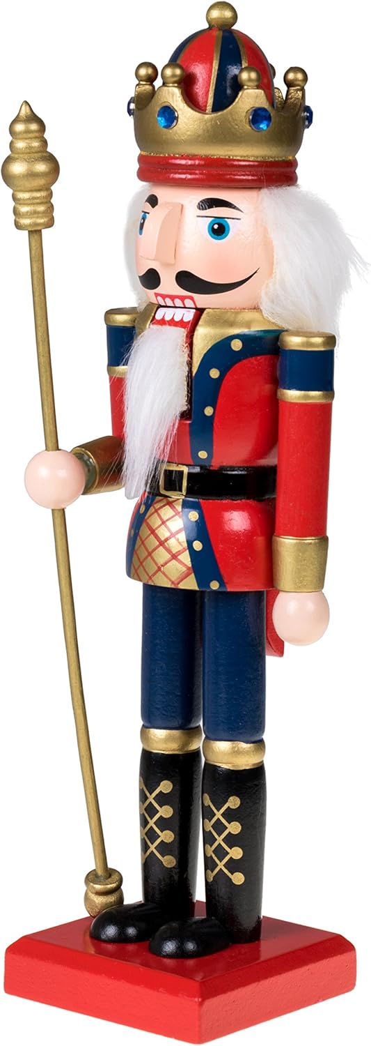 Red Prince 12-Inch Wooden Nutcracker - Festive Christmas Décor for Shelves & Tables