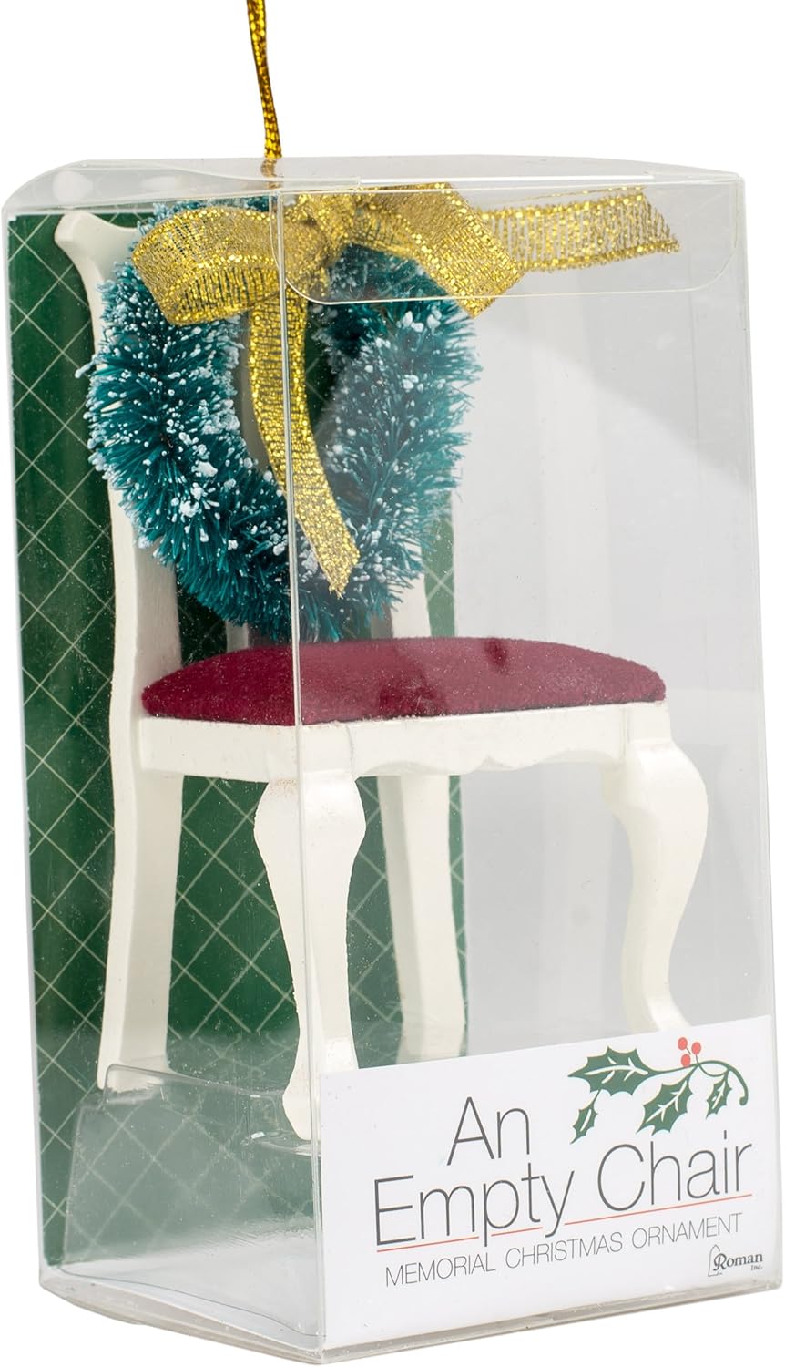 Memorial Ornament - 'Chair with Wreath' by Roman Inc. | Elegant Tribute