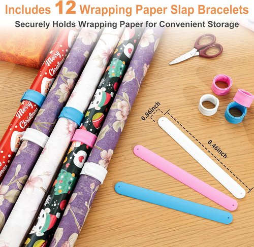 Aquzee Gift Wrapping Paper Organizer - Vertical Storage Cart with Adjustable Rod & Ribbon Holders - White