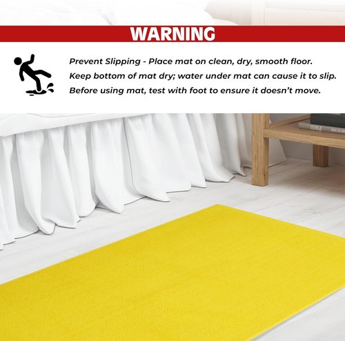 Cotton Paradise 100% Cotton Bath Mat - Non-Slip, Soft & Absorbent, Quick Dry | 20x34 Inch Yellow Rug