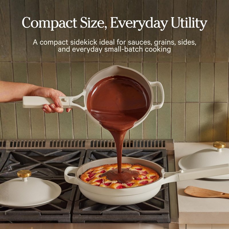 Our Place Mini Perfect Pot | 2.5 Qt Ceramic Pot with Lid & Spatula | Patented 8-in-1, PFAS-Free Nonstick, Non-Toxic Cookware | Induction & Oven-Safe up to 450°F | Steam