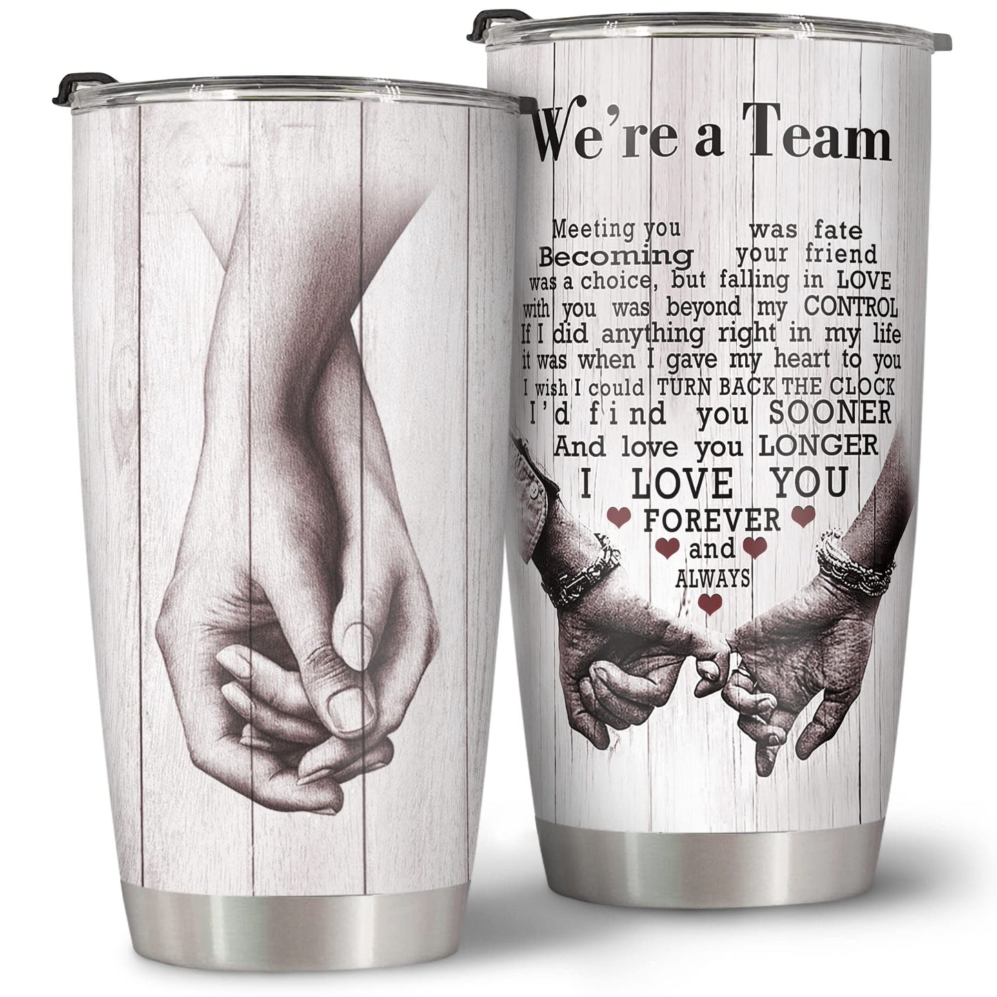 Gifts for Her, Him, Boyfriend, Girlfriend, Wife, Husband - Romantic I Love You Gifts Her, Him - Gifts for Birthday, Christmas, Wedding, Valentine's Day - We're A Team, 20Oz Tumbler
