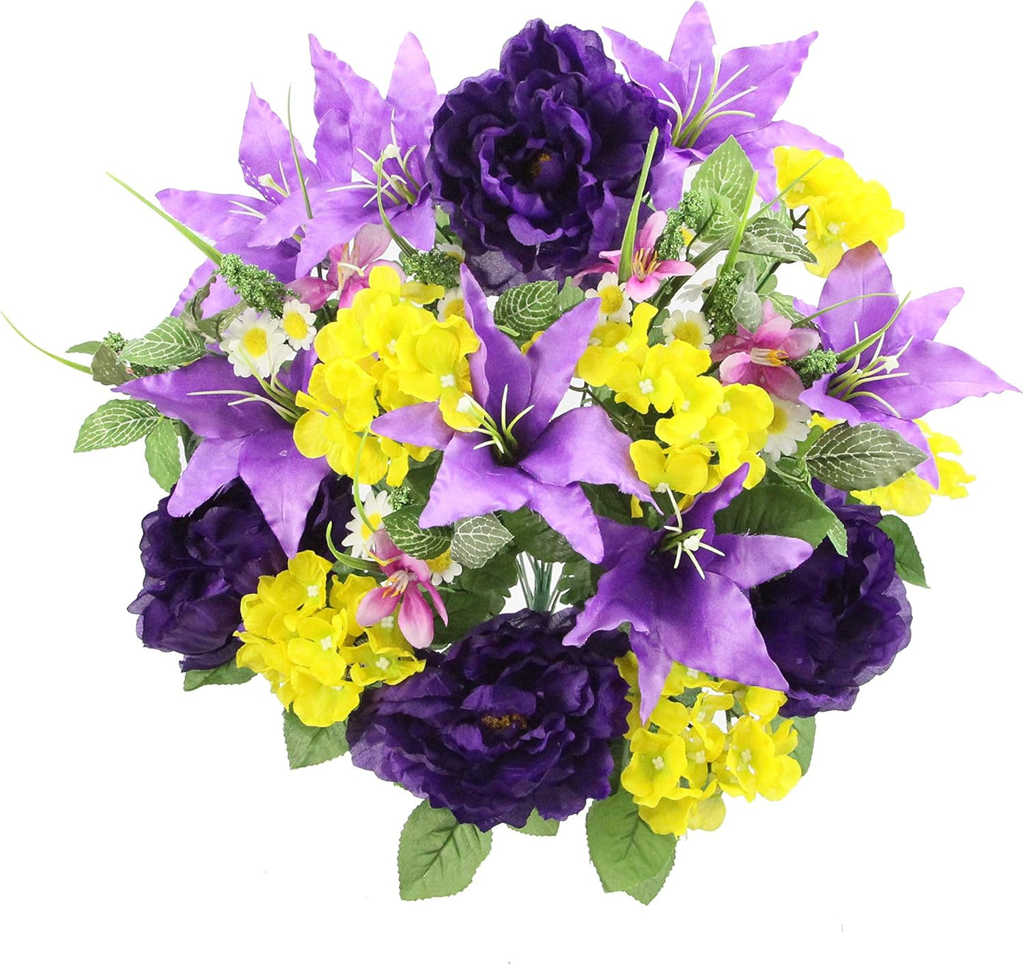 24-Stem Artificial Flower Arrangement - Mixed Roses & Carnations for Indoor/Outdoor Wedding & Home Decor - Spring Faux Flowers in Blue