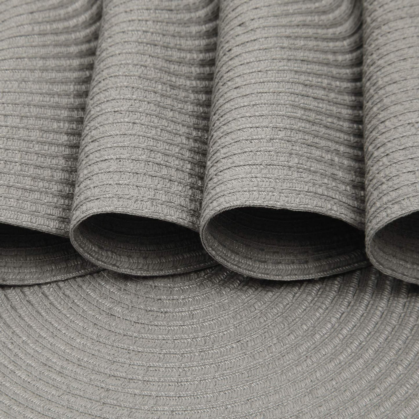 SHACOS Round Braided Placemats Set of 8 Washable Fabric Heat Resistant 15 inch Grey Round Table Mats for Dining Tables (Gray, 8)