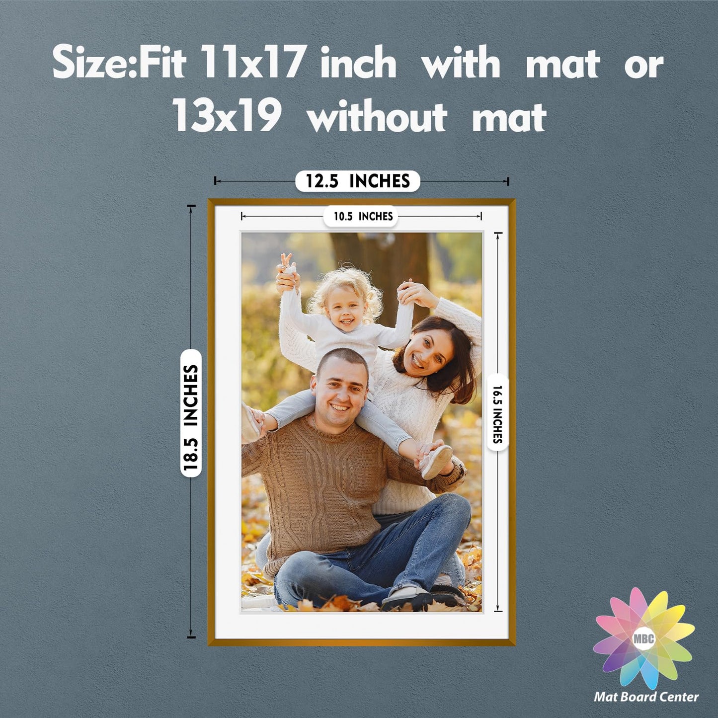 Mat Board Center, 13x19 Aluminum Picture Frames, Set of 3 - Displays 11x17 Artwork with Mat - Bronze Frame with Real Glass Front - Perfect for Creating a Gallery Wall for Art Prints, Posters