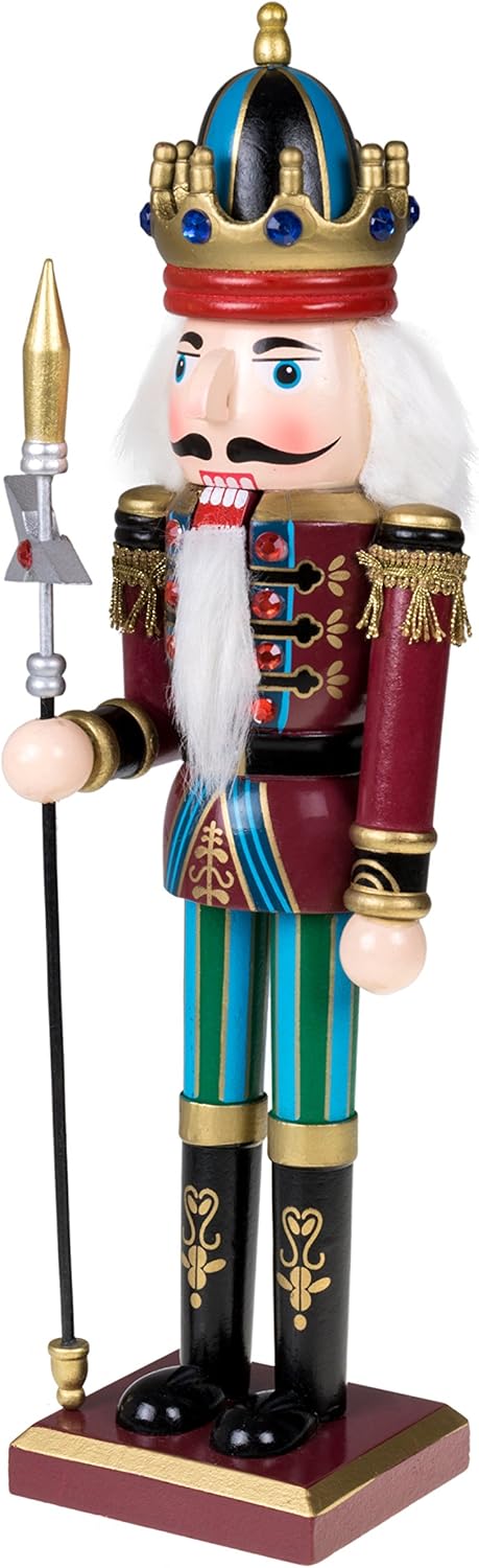Red Prince 12-Inch Wooden Nutcracker - Festive Christmas Décor for Shelves & Tables