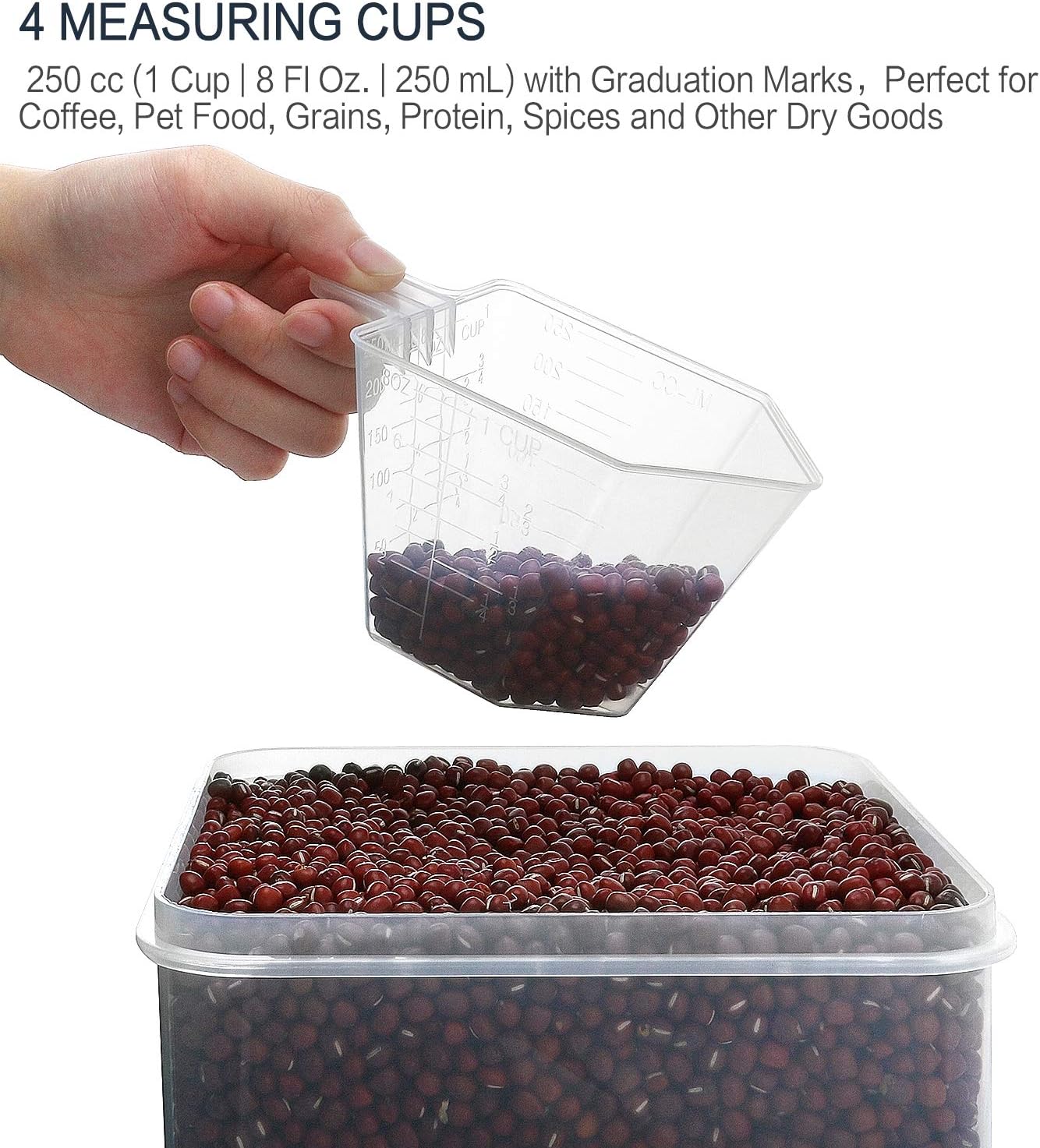 MCIRCO Extra Large 7qt Food Storage Containers - Airtight 4-Piece Set for Flour & Sugar | Includes Measuring Cups & Labels