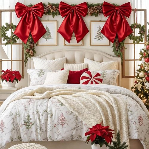 Big Red Bows | Christmas Tree Topper - 23x11 In Ruby Red Satin Bow for Holiday Decor