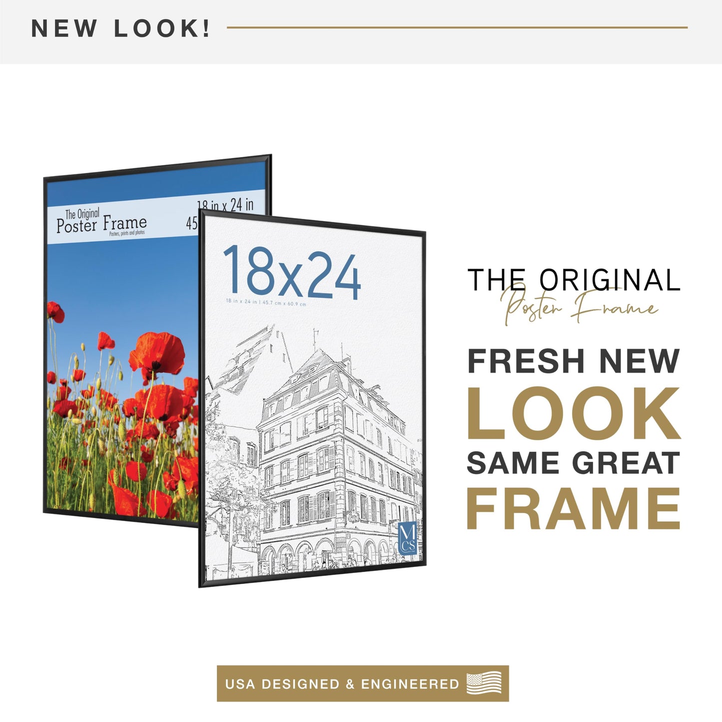 MCS Original Poster Frame 18x24 Black Lightweight Vertical & Horizontal Wall Hanging Large Picture Frame for Posters, Art Prints & Gallery Wall (6-Pack)