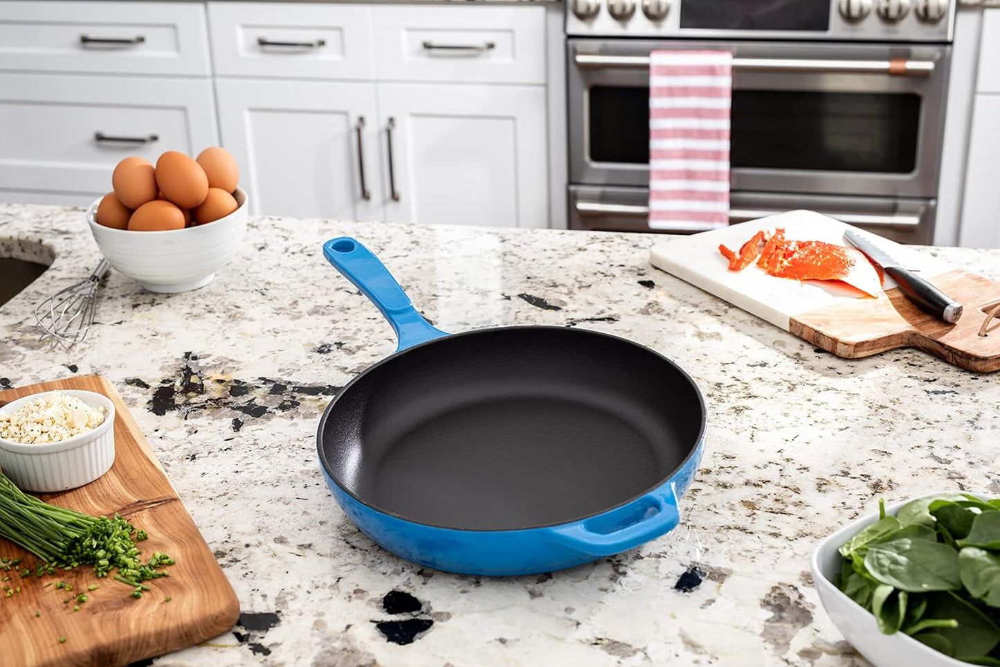Lodge Enameled Cast Iron Skillet - 11-Inch | Vibrant Caribbean Blue Finish