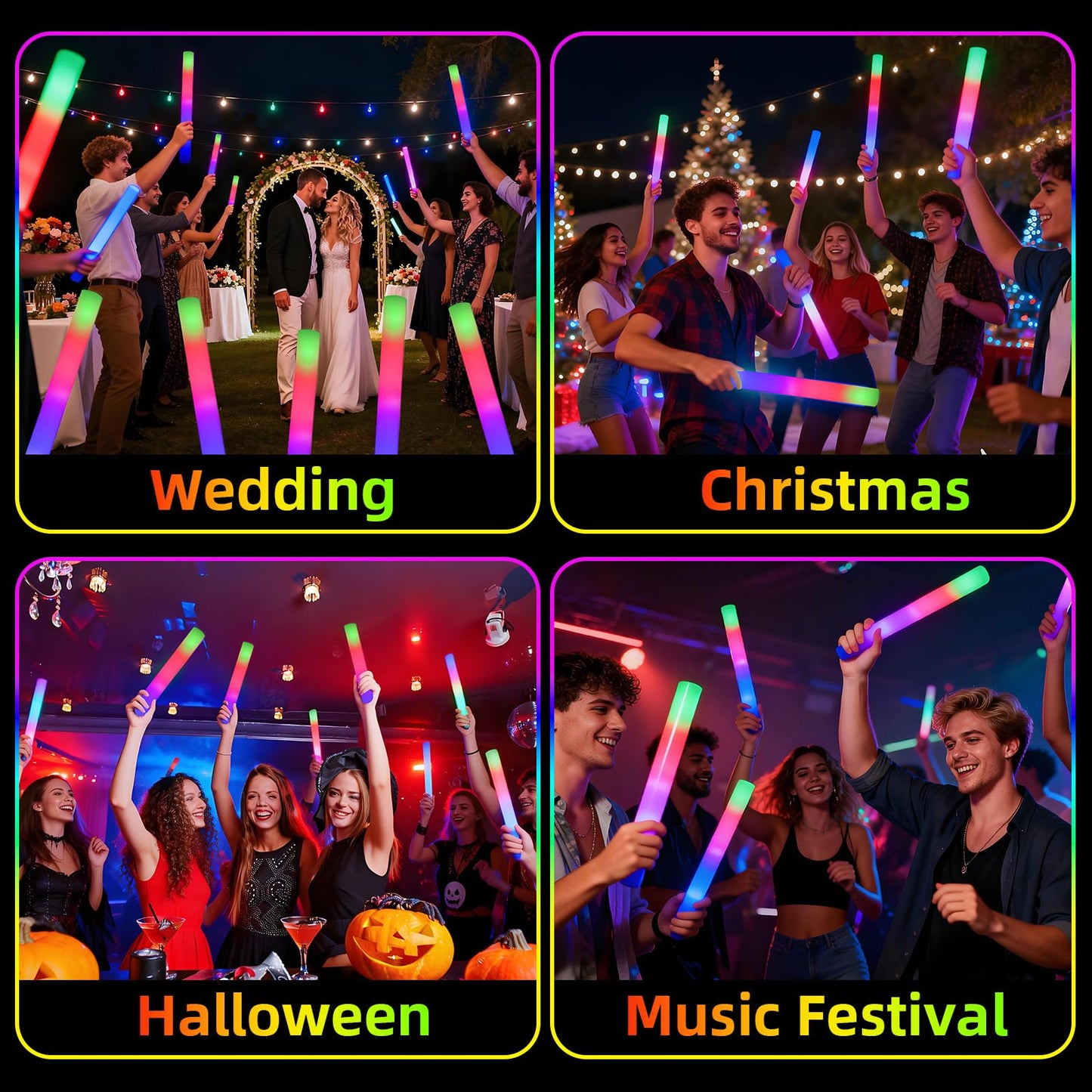 Blu7ive 20 PCS Foam Glow Sticks Party Favors led foam sticks 3 Modes Light Up Glow Sticks Multicolor glow in the dark party supplies,DJ Wands, Concert, Birthdays