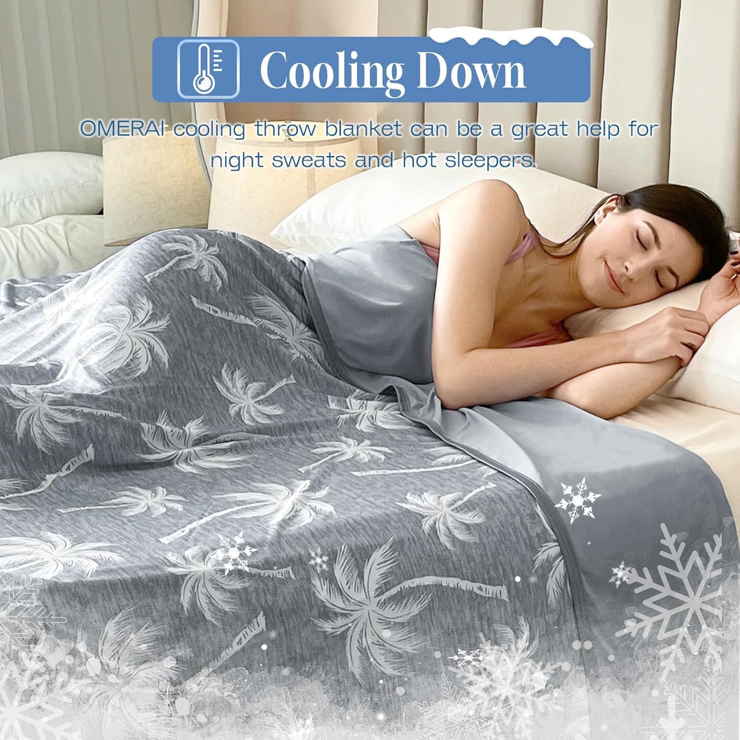 OMERAI Cooling Blanket King for Hot Sleepers, Breathable Summer Blanket Lightweight Blankets for Night Sweats, Double-Sided Cooling Effect Throw Blanket for Bed, 90"x108" Gray