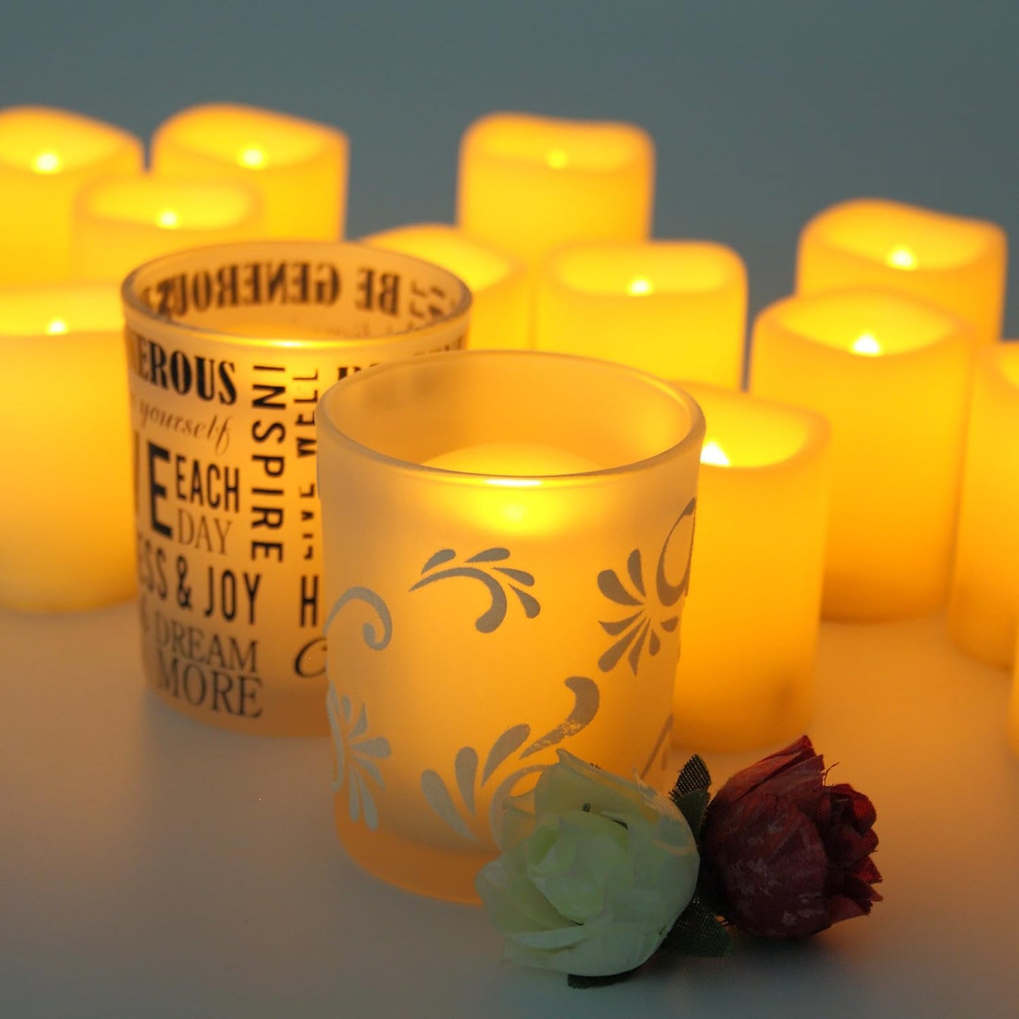 12 PCS LED Flameless Votive Candles - Long-Lasting Battery Operated with 120+ Hours Life