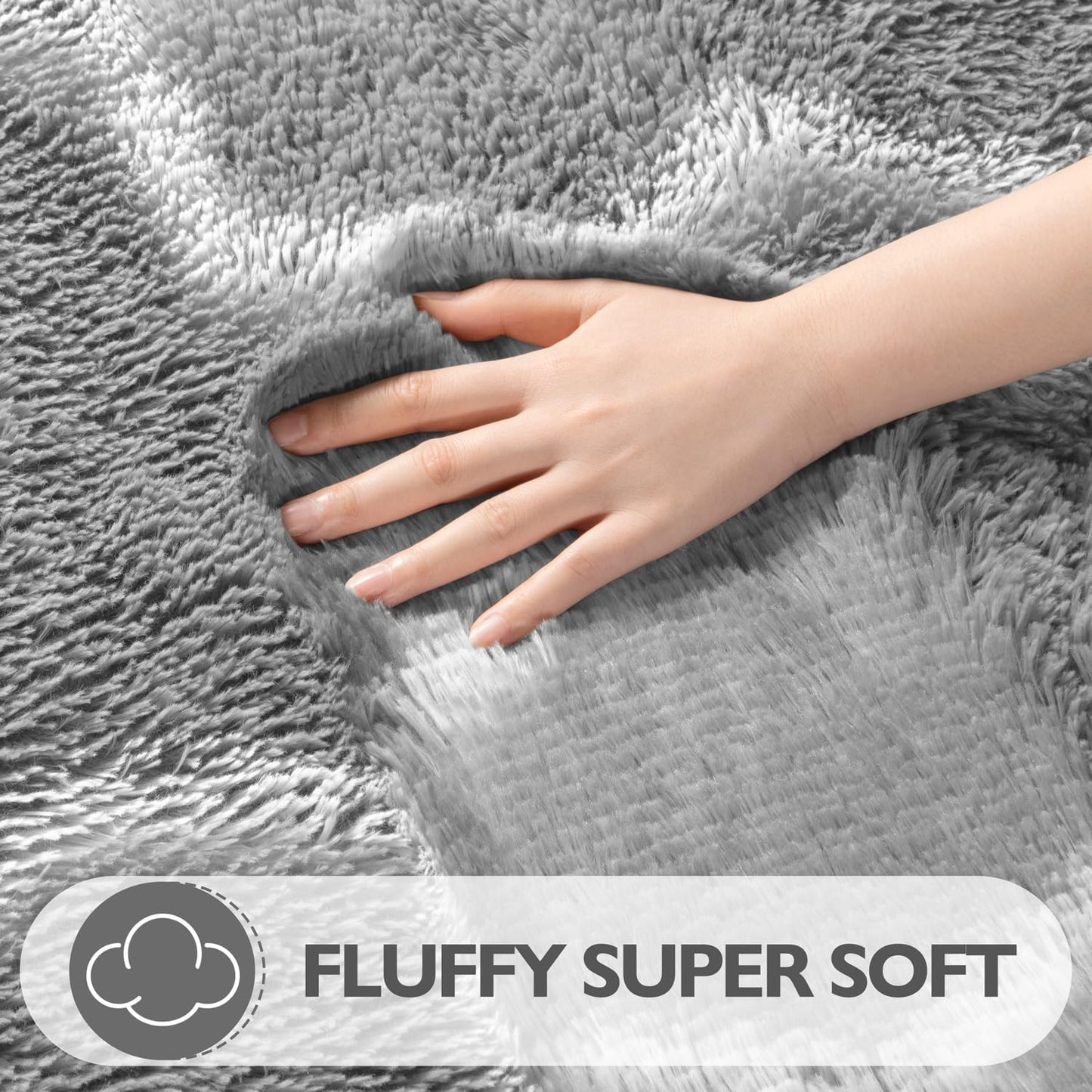 EVOIONOS 5x7 Washable Large Area Rug for Living Room, Grey and White Geometric Pattern Fluffy Shag Rug for Bedroom, Ultra Soft Plush Non Slip Carpet for Indoor Floor Nursery Kid Home Decor Aesthetic