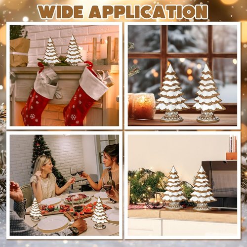 Geelin Christmas Gingerbread Figurines Set - Festive Tabletop Decorations | 7.09" x 3.94" x 2.36" (Snow Frosting)