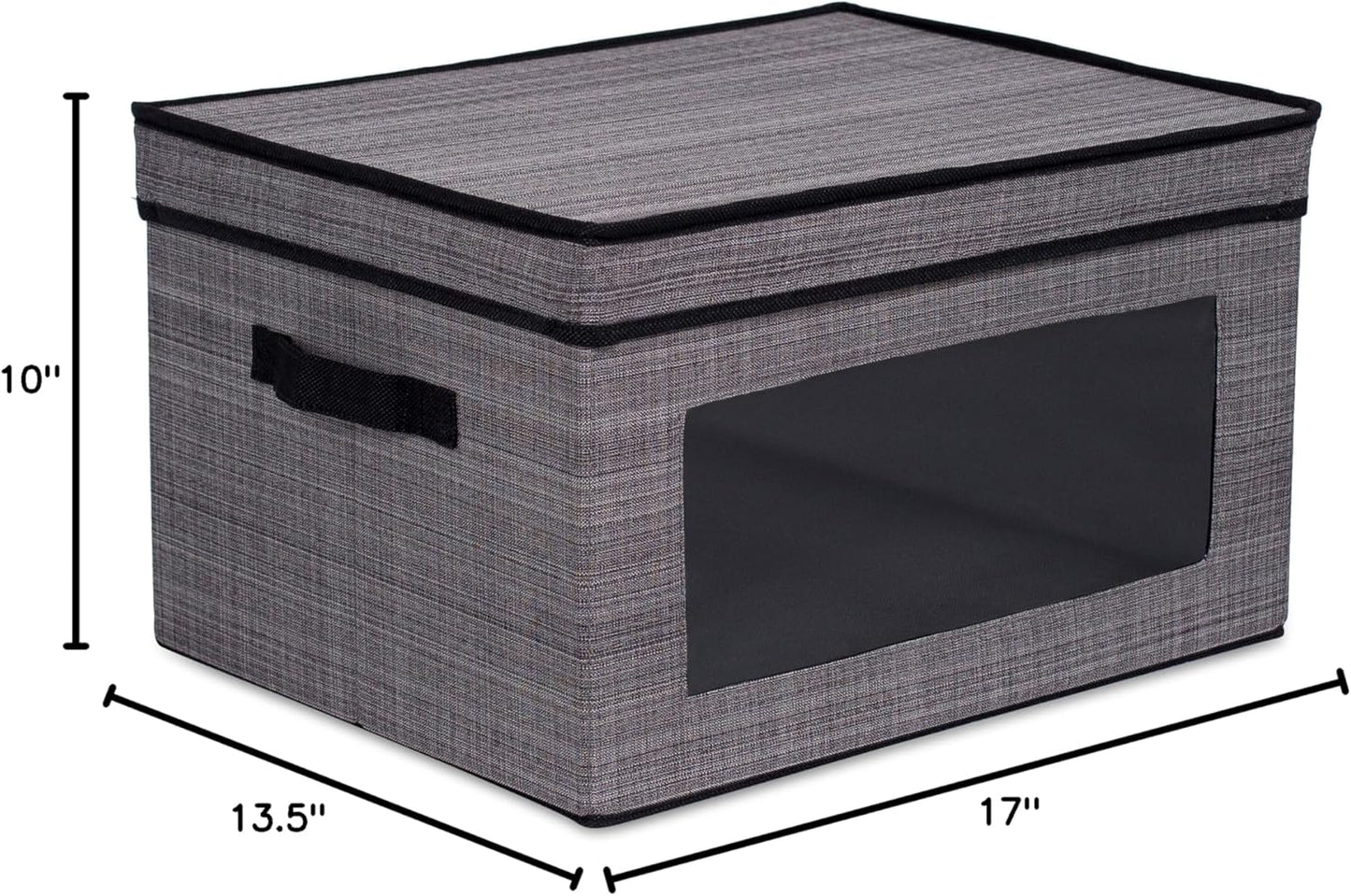 Durable Grey Storage Box with Window - Versatile Organizer Bin for Clothes & Toys