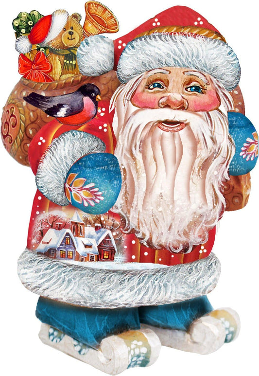 Downhill Santa Ornament by G. Debrekht | Handcrafted Holiday Decor