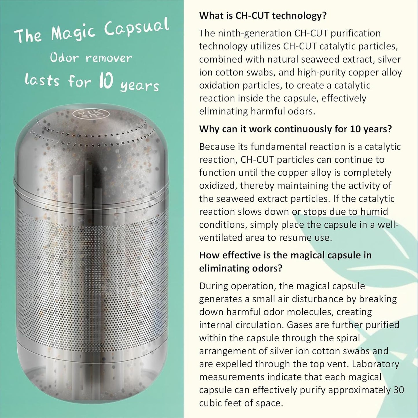 Magic Capsule Refrigerator Deodorizer - 10-Year Odor Eliminator | Superior to Baking Soda & Charcoal Bags