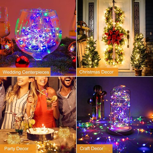 Btfarm 12 Pack Fairy Lights - Battery Operated 20 LED Twinkle String Lights | Waterproof Mini Silver Wire for Weddings & Christmas, Warm White/Colorful
