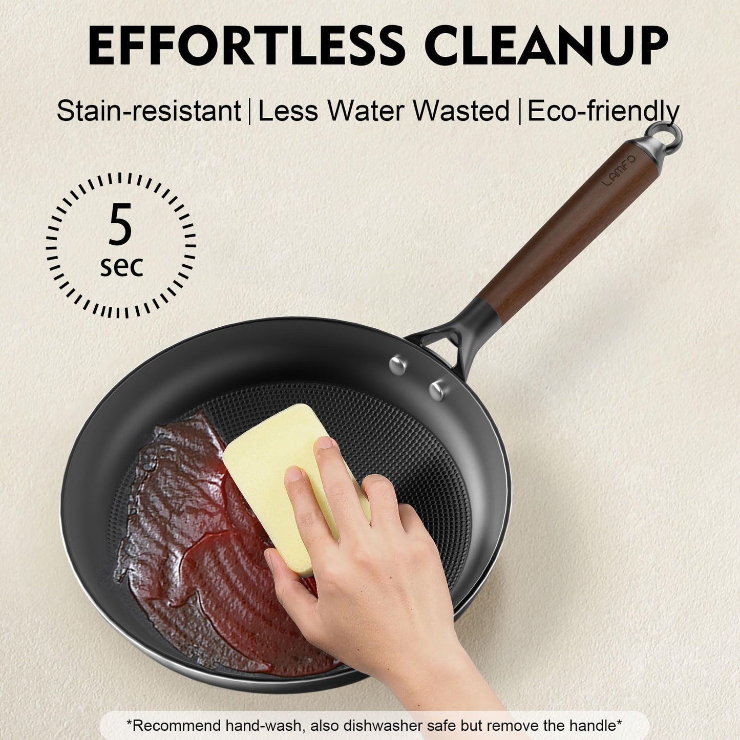 LAMFO 10" Cast Iron Skillets, Nonstick Frying Pans with Detachable Handle, Oven & Dishwasher Safe, Works with All Gas, Electric and Induction Stoves for Men and Women