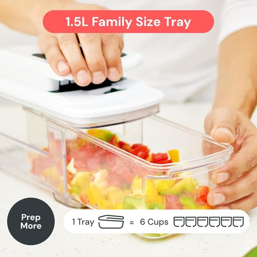Fullstar Mandoline Slicer - 4-in-1 Vegetable Chopper & Cutter with Container | Black/White Kitchen Essential