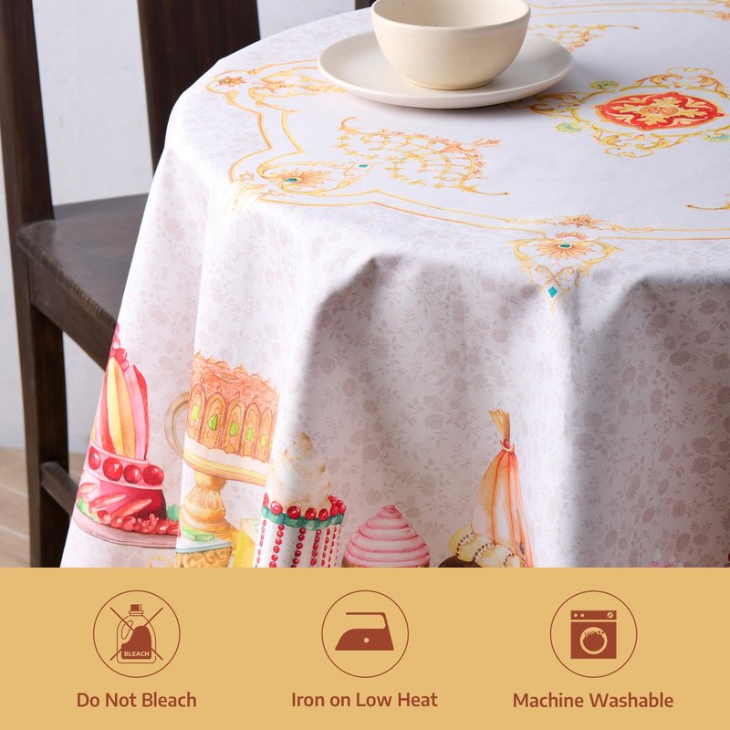 Maison d' Hermine Premium Table Cloth Rectangle Table 100% Combed Cotton 140 x 70 Inches Tablecloth Reusable Decorative for Dining Room, Farmhouse, Home, Party, Festive & Wedding - Pastries