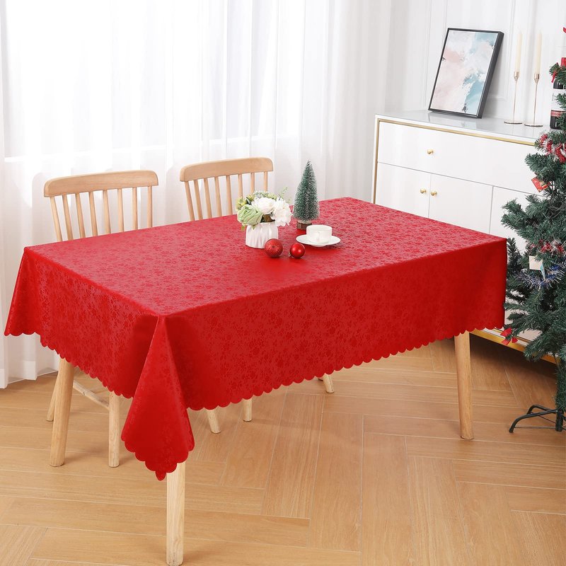 smiry Waterproof Vinyl Tablecloth, Rectangle Heavy Duty Table Cloth, Wipeable Table Cover for Kitchen and Dining Room (Red, 60X102 Inch)