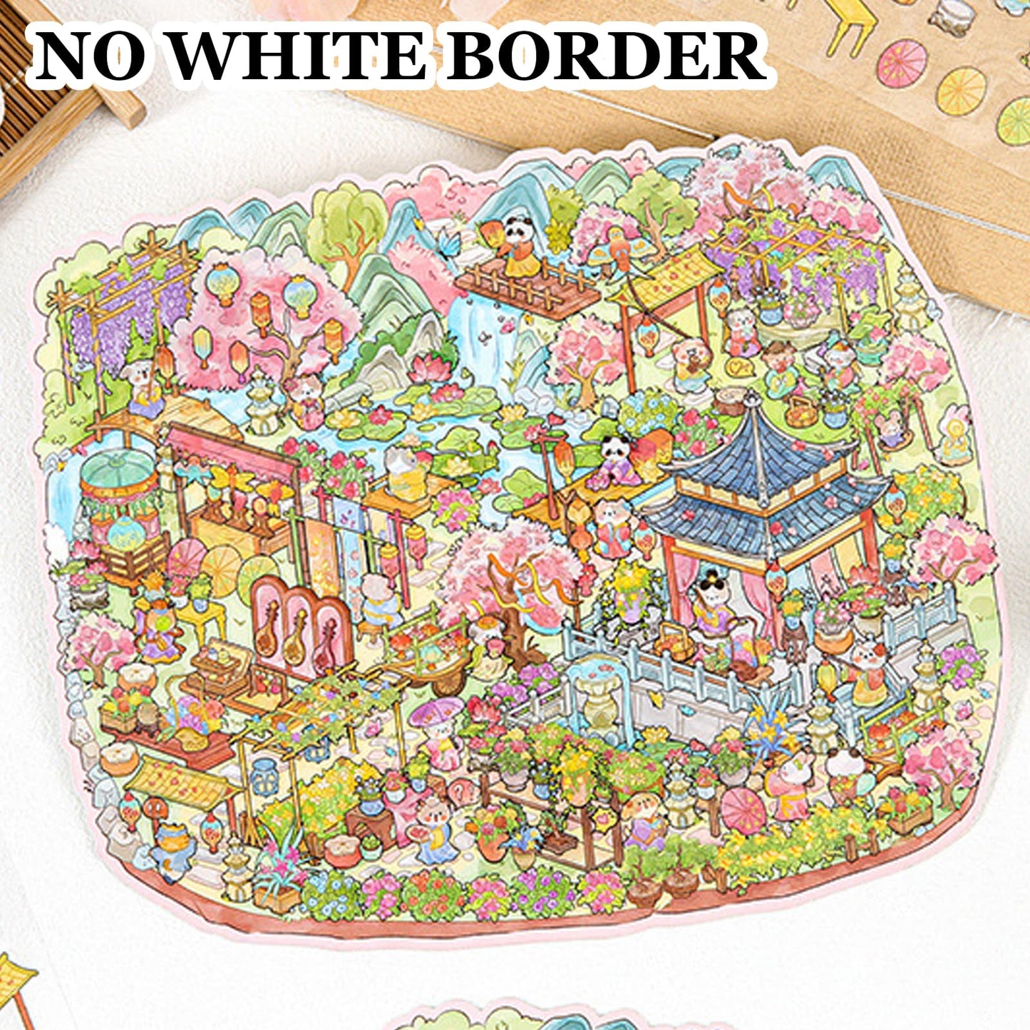 SZXYCZL Cute Miniature Scene 4Sets Big DIY 3D Sticker Scene Stick Ancient Chinese Market, Make You Own Mini House Sticker Therapy for Teen Adult Relief Pass The Time-Ancient Chinese Bazaar