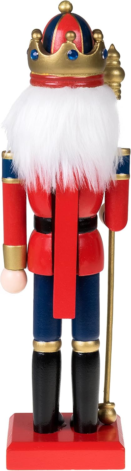 Red Prince 12-Inch Wooden Nutcracker - Festive Christmas Décor for Shelves & Tables