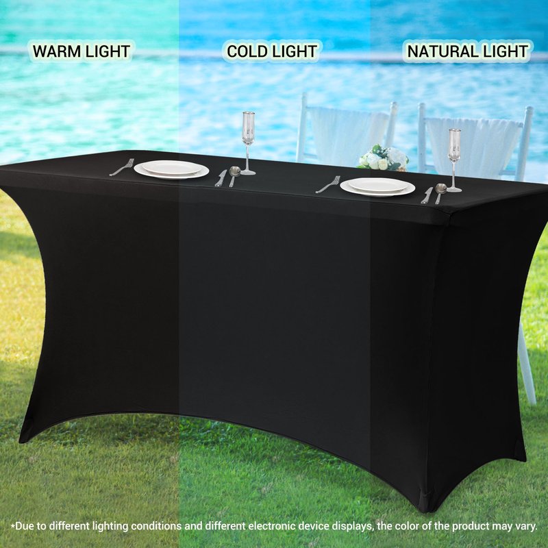 Obstal Spandex Table Cover 6ft Fitted Tablecloth Rectangular - Stretch Rectangle Folding Table Cloth for Birthday Party Wedding Banquet, Light Pink, 72L x 30W Inch