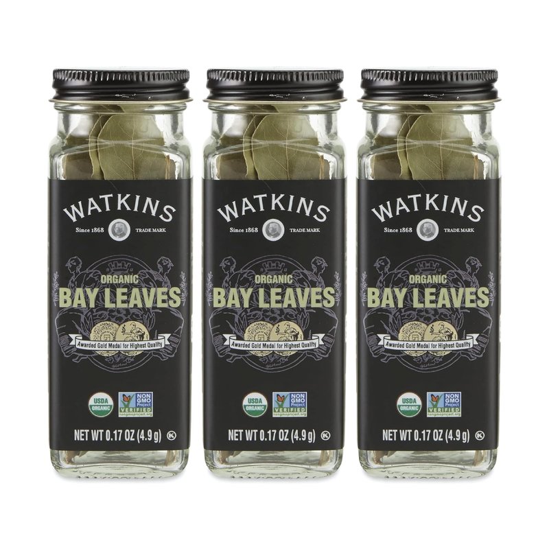 Watkins Gourmet Organic Spice Jar, Bay Leaves, 0.17 Ounce Jar, 3 Count