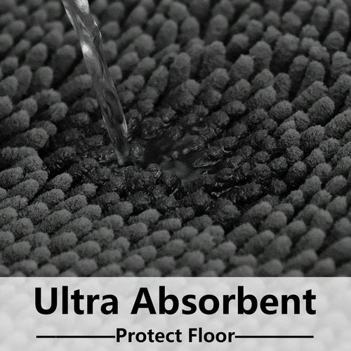 BOANKODU Bathroom Rugs - Extra Soft Chenille Bath Mats | Quick Dry, Machine Washable, 15x23, Dark Grey