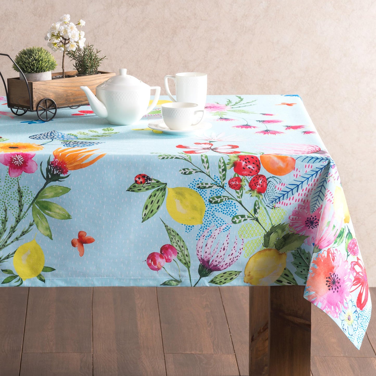 Maison d' Hermine Table Cloth Rectangle Table 100% Cotton 70 x 108 Inches Tablecloth Reusable Decorative for Dining Kitchen Farmhouse Home Gifts for Mothers Day Spring Summer - Jardin D'Ete - Mint