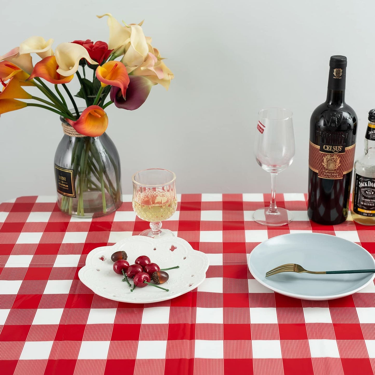 Kesfey Red and White Checkered Tablecloths 3 Packs Red Gingham Plastic Table Cloths 54 X 108 Inches Disposable Waterproof Party Picnic Table Covers Rectangle Checkered Tablecover for Birthday Decor