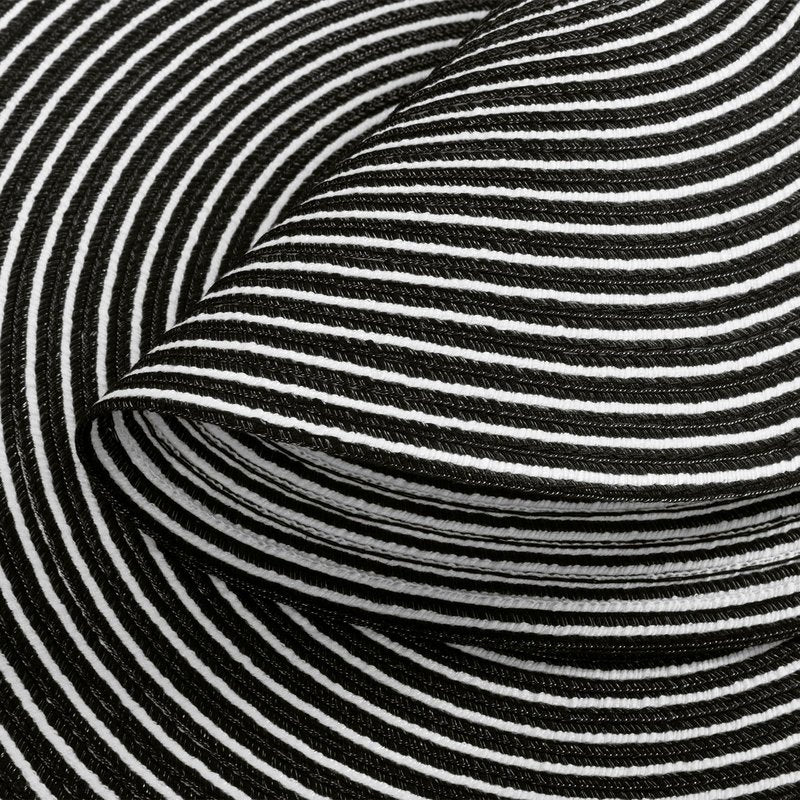 SHACOS 15 inch Round Braided Placemats Set of 6 Non Slip Washable Fabric Kitchen Table Place Mats Heat Resistant Table Mats for Home Wedding Party, Black White
