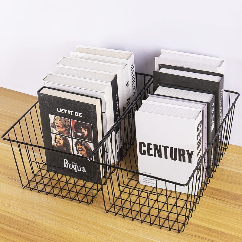 Y.Z.Bros Freezer Storage Organize Baskets - 2 Pack Stackable Deep Freezer Organizer Bins for Most 7 Cu.FT Chest Freezer with Handles, Sturdy but Light, Metal Coated, Add Space, Easy to Reach
