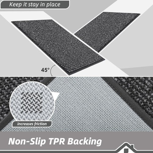 BEQHAUSE Dirt Trapper Door Mat - Non-Slip, Washable, Absorbent Entrance Mat | 36" x 60", Charcoal