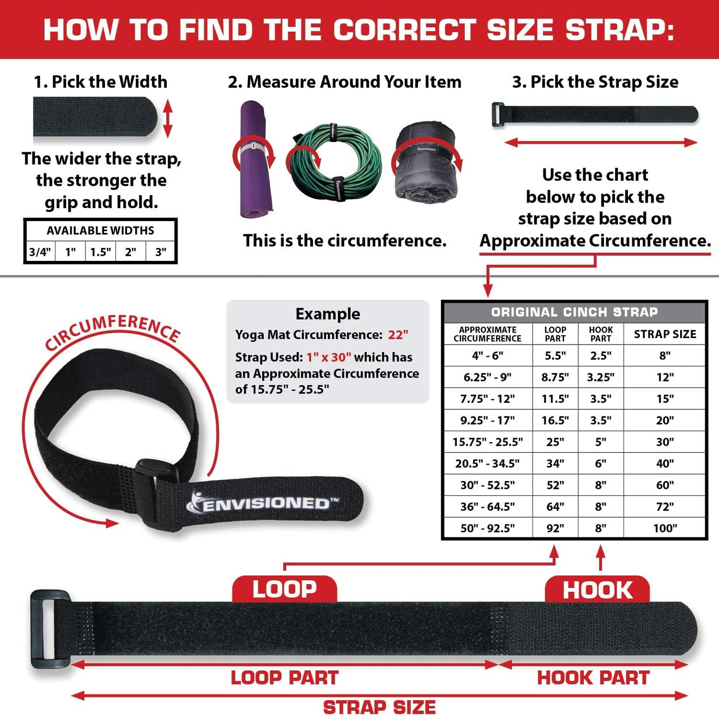Reusable Cinch Straps 2" x 40" - 6 Pack, Strong Hook and Loop Fasteners for Secure Storage (Black)