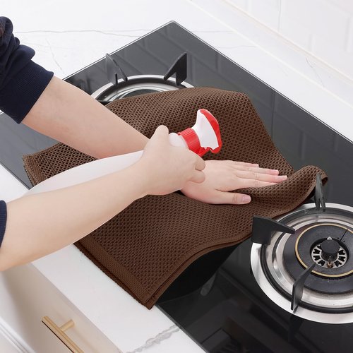 Homaxy 100% Cotton Waffle Weave Kitchen Dish Towels, Ultra Soft Absorbent Quick Drying Cleaning Towel, 13 x 28 Inches, 8-Pack, Coffee