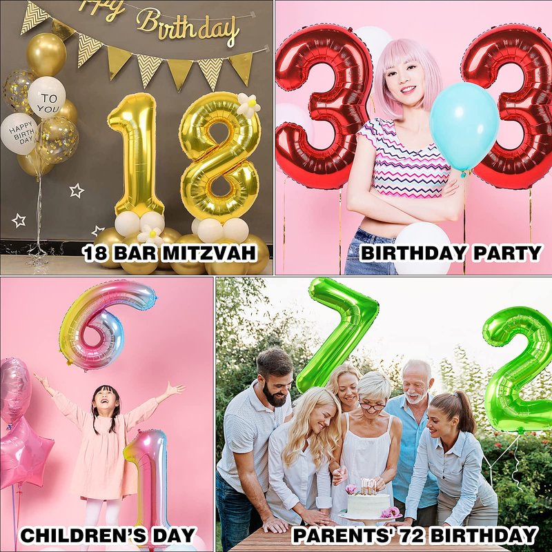 Smlpuame 40 inch Number Balloon 0-9 Green Large Number 16 Balloons,Digital Balloons for Birthday Party Celebration Decorations Supplies, Helium Foil Number Balloons for Wedding Anniversary