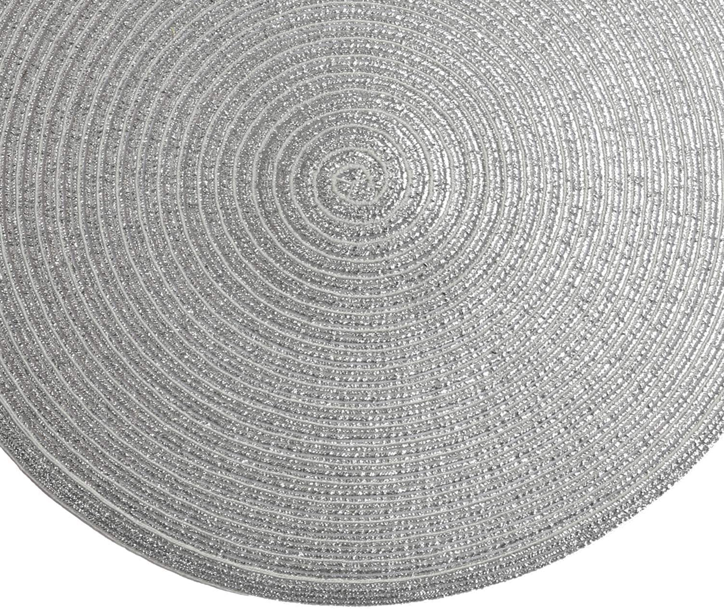 SHACOS Christmas Glitter Silver Placemats Set of 8 Sparkle Bling 15 inch Round Braided Table Mats Washable Place Mats for Dining Table Home Table Decor (Silver, 8)