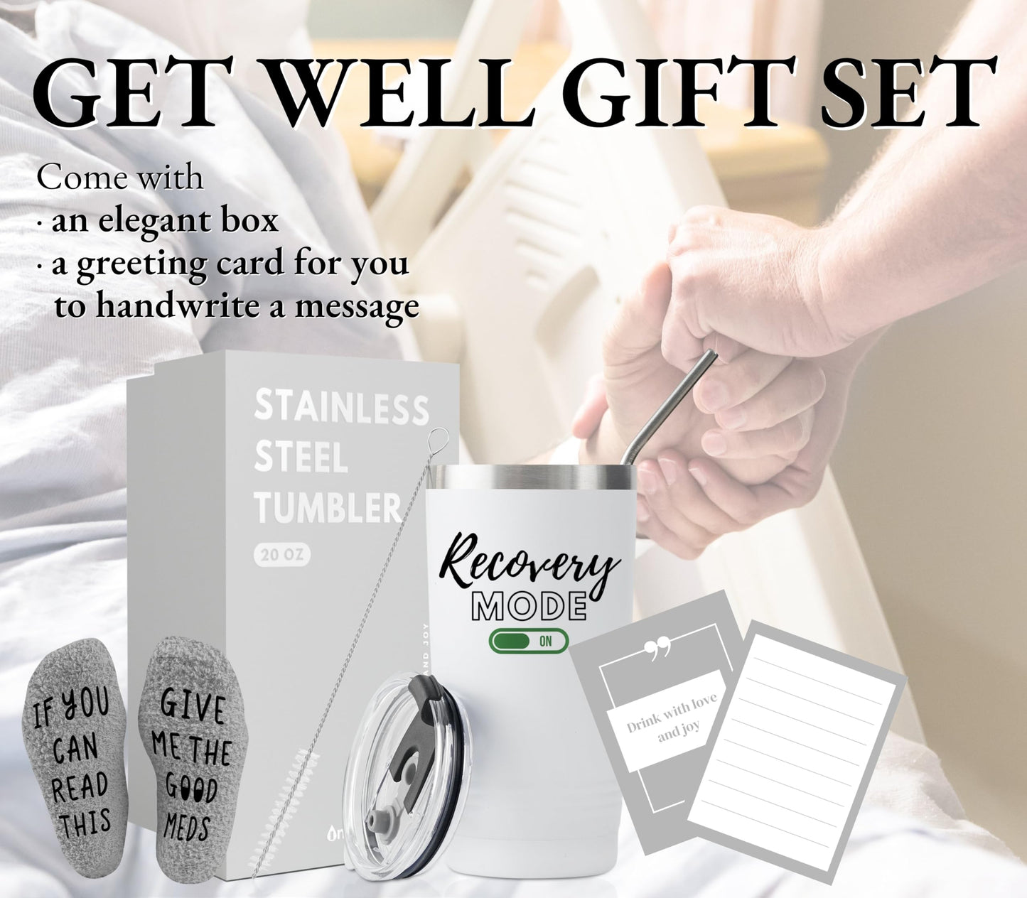 Funny Get Well Soon Gifts for Women, Men, 20oz Hospital Mug, Surgery Recovery Gifts for Chemo Patients, Comes With Socks Saying If You Can Read This, Bring Me